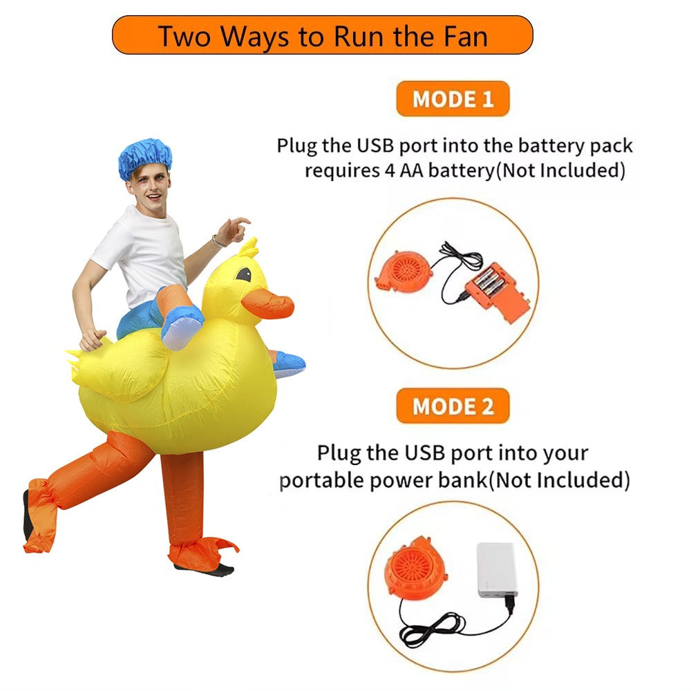 Adults Inflatable Yellow Duck Costume Halloween Costumes for Women Men Animal Cosplay Carnival Costume Party Fancy Dress