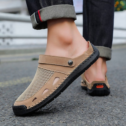 Soft Sole Male Simple Slippers Breathable Mens Summer Sneakers Casual Half Shoes Leisure Walk Half Drag Outdoor Non-Slip Sandals