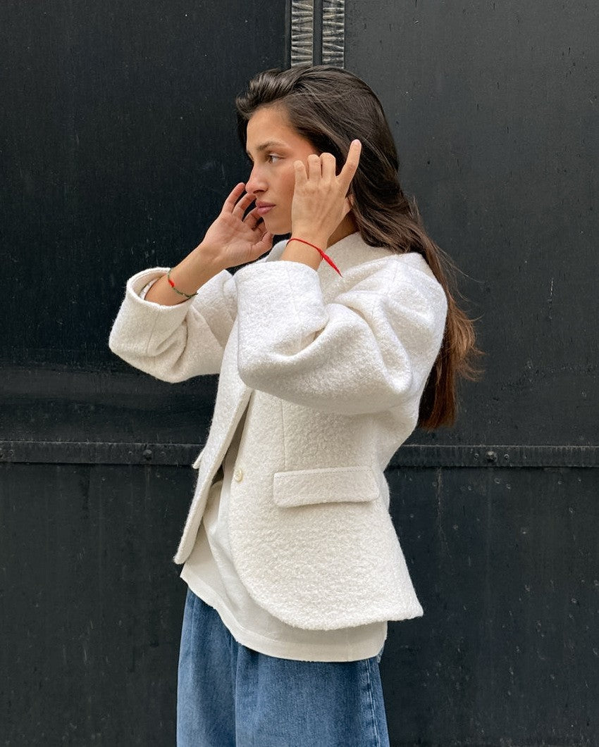 Leisure Solid Color Woolen Short Jacket Women Chic Collar Single Breasted Loose Outerwear Autumn New Daily Commuting Office Coat