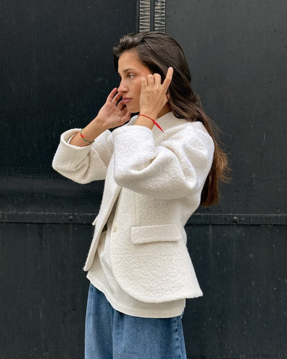 Leisure Solid Color Woolen Short Jacket Women Chic Collar Single Breasted Loose Outerwear Autumn New Daily Commuting Office Coat