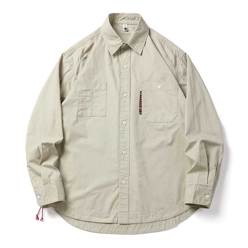 Oversize Cargo Shirts Men Japanese Streetwear Vintage Fashion Loose Casual Long Sleeve Cityboy Pure Cotton Button Shirts Blouses