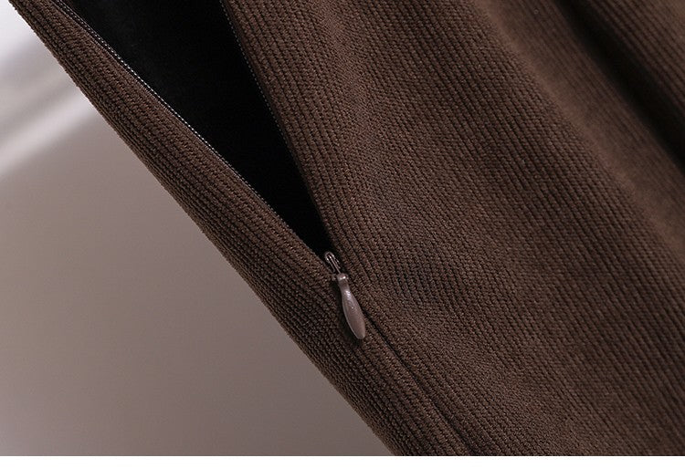 Plus Size Skirt Women 2024 Winter High Waist Elastic Velvet A Line Mermaid Skirt Korean Style Elegant Brown Or Black Long Skirts