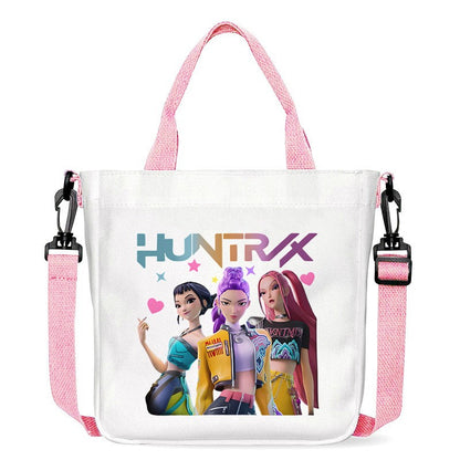 Kawaii KPop Demon Hunters Fashion Shoulder Bag Cartoon Handbag Large Capacity Crossbody Bag Portable Canvas Storage Bags Gift