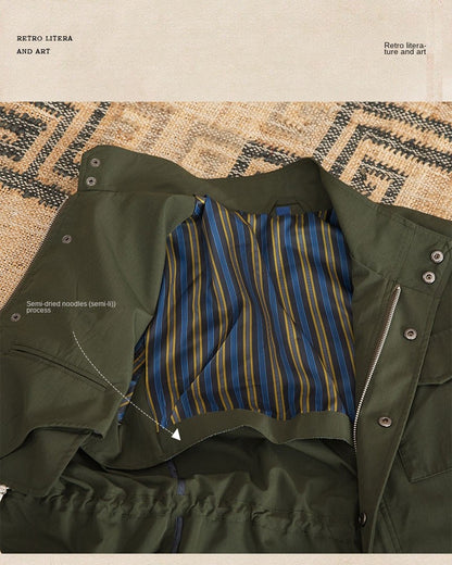 Three Spring and Summer Light Vertical Collar Waist Half Hanging M65 British Jacket Men's Retro Hunting Wear Waterproof Jacket