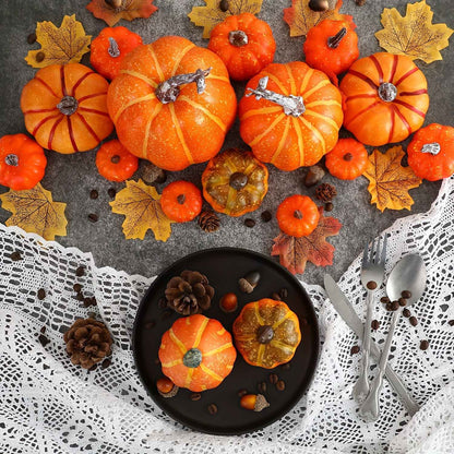 7pcs Pumpkin Autumn Decor Outdoor Orange Foam Plastic Fake Artificial Pumpkin Halloween Harvest Festival  Home Table Decor
