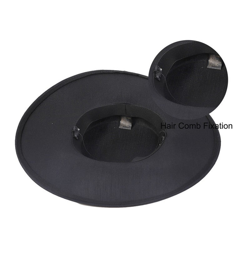FS Elegante Chapéu de Aba Larga Marfim Feminino Grande Laço Ocasião Formal Kentucky Boné Feminino Casamento Coquetel Festa Fedora de Topo Reto 2024