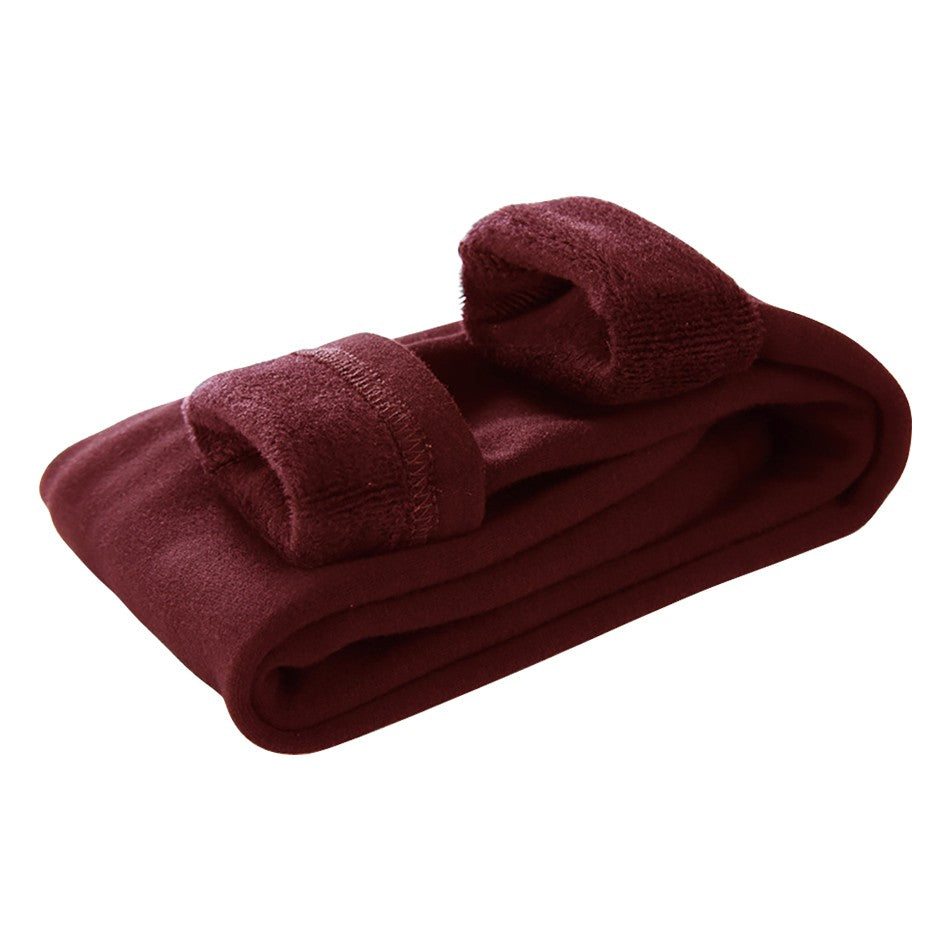 Girls Fleece-Lined Thermal Leggings Children Winter Thickened Warm Comfortable Outdoor Pants Kids Solid Color Casual Bottoms