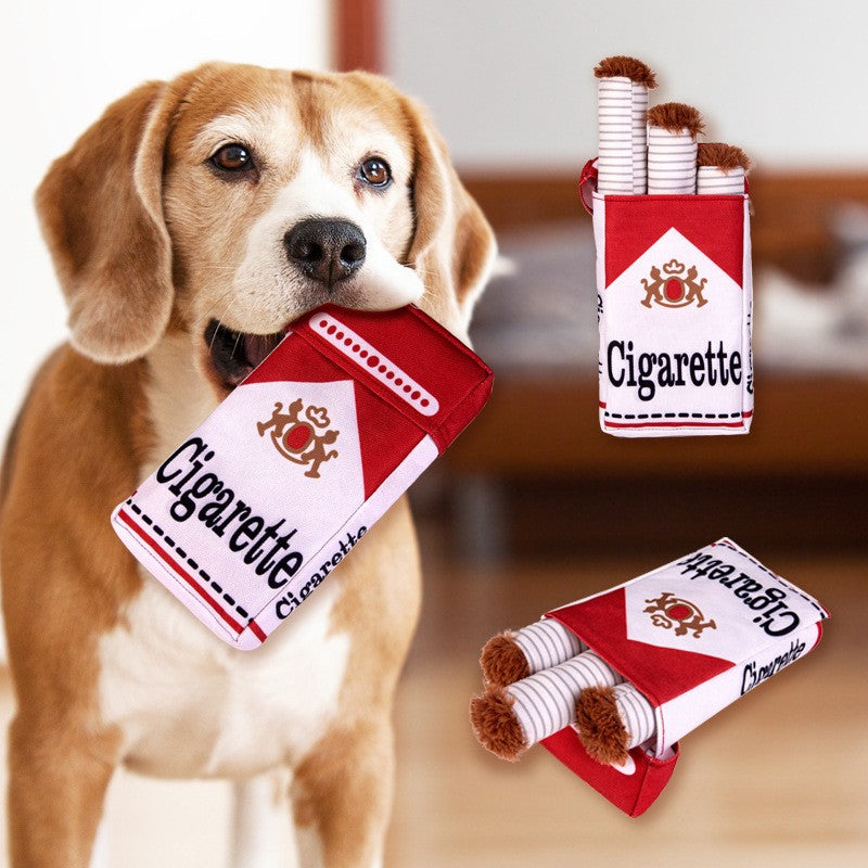 Brinquedo de Pelúcia em Formato de Cigarro para Cães, Recheado, com Mordedor para Filhotes, Engraçado e Interativo, com Apito para Cachorro