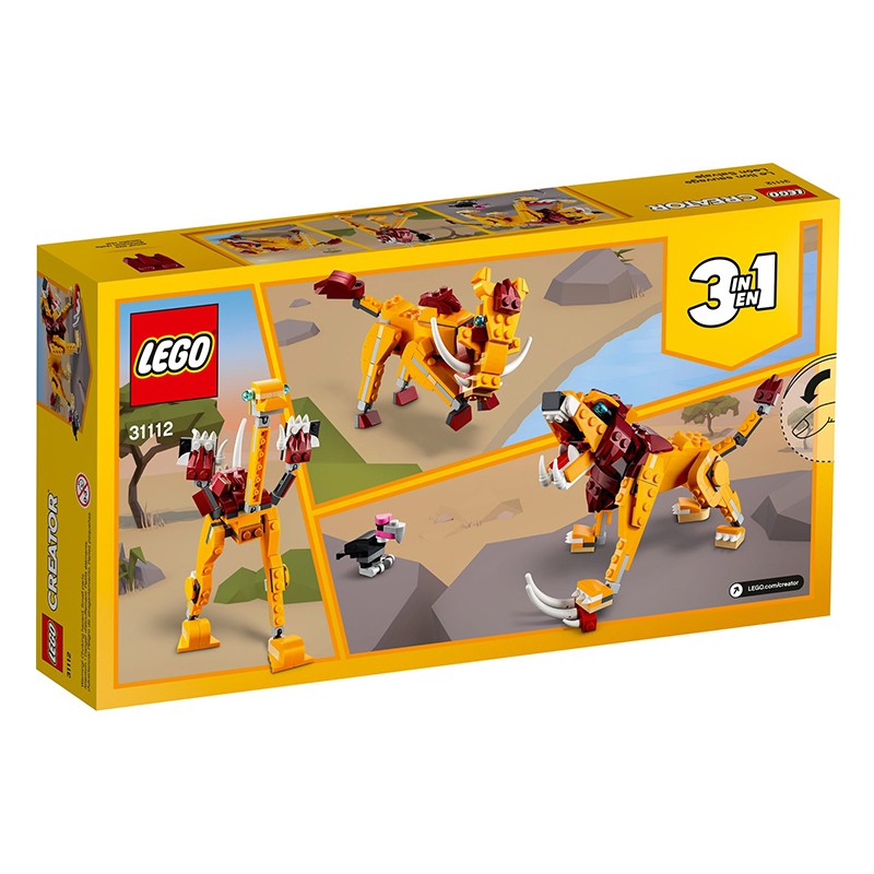 LEGO Blocos de Montar 31112 Série Criativa Versátil Leão Selvagem Brinquedo Quebra-Cabeça Montado Infantil Presente