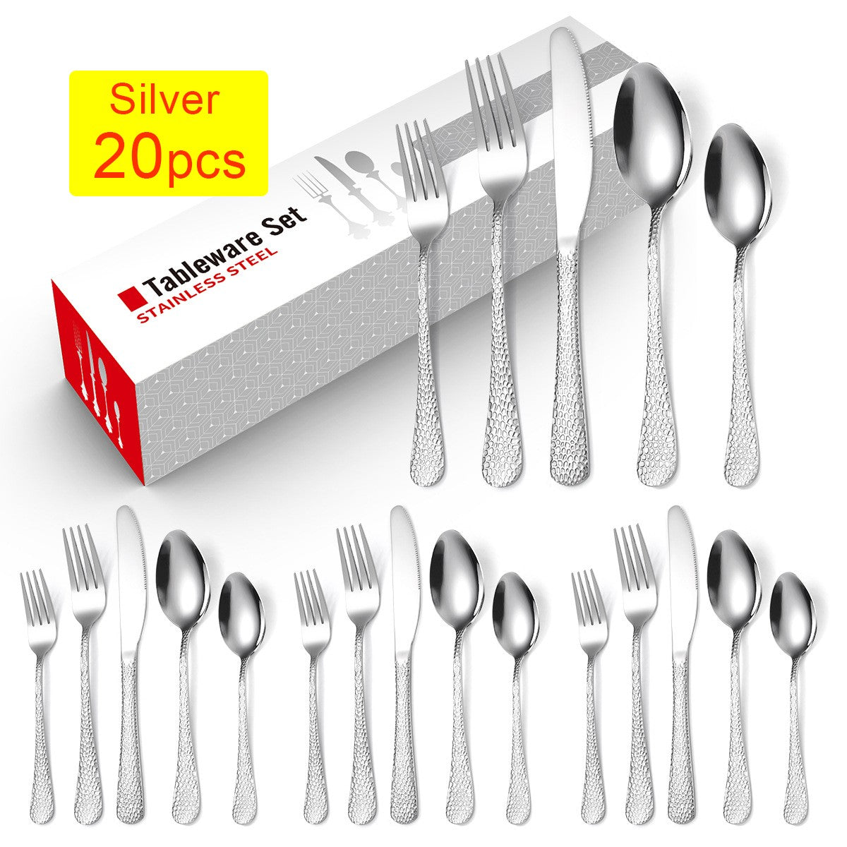 20/30/40Pcs Luxury Tableware Flatware Set Creative Snake Skin Hotel Steak Dinnerware Set Stainless Steel Gold Cutlery Set Gift