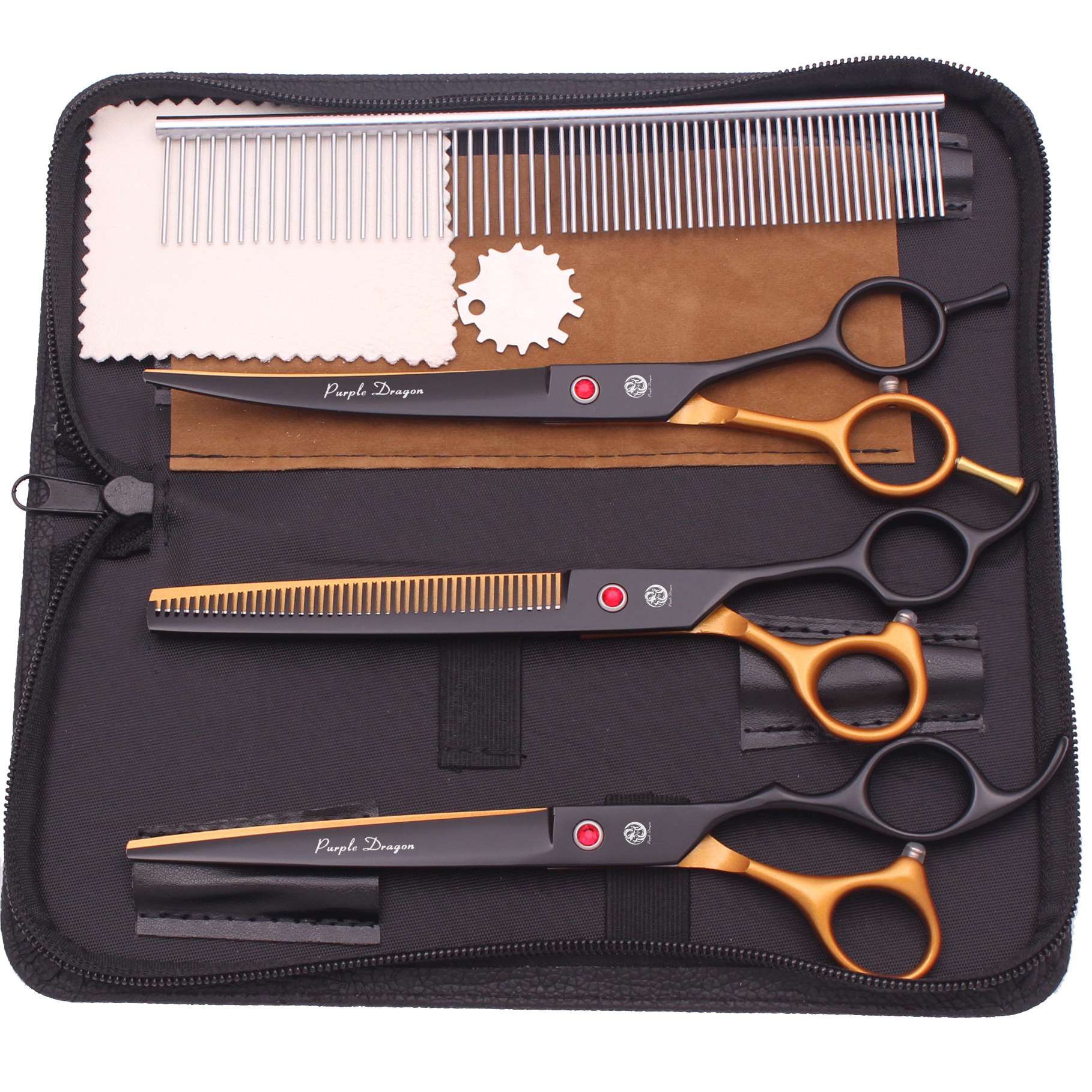 Dog Grooming Scissors Professional Stainless 7.5" Pet Hairdressing Scissors Dog Curved Scissors Thinning Shears Color Comb Z3088