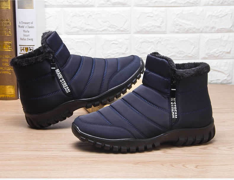 Botas de Inverno Masculinas Tênis de Algodão Quente com Zíper Botas de Neve Cano Curto, Sapatos Casuais de Outono Botas de Neve Impermeáveis com frete grátis