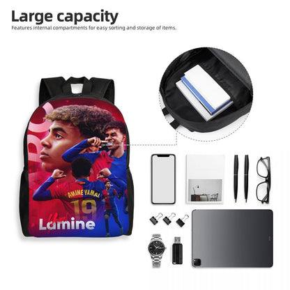 Lamine Y-Yamal Mochila Infantil para Meninos Meninas, Mochilas Esportivas de Futebol, Mochila Escolar Kawaii para Creche
