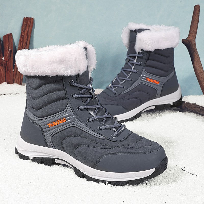 2025Brand Warm Winter Men's Hiking Boots Outdoor Snow Men Boots Men Work Casual Sneakers High Top Keep Warm Non-slip Ankle Boots