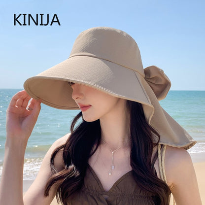summer sun hat female sunscreen UV face protection neck protection outdoor cycling mountaineering beach large brim hat