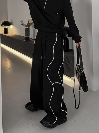 Men's Casual Pants Straight Punk Black Loose Baggy Male Trousers Clothes Plus Size Polyester Vintage Sale Cotton Fashion 2025