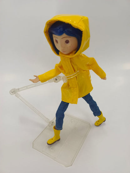 Neca Anime Coraline Doll Articulated Anime Figure Raincoat Sweater In Striped Shirt Toy La Girl Decoration Model Bithday Gifts