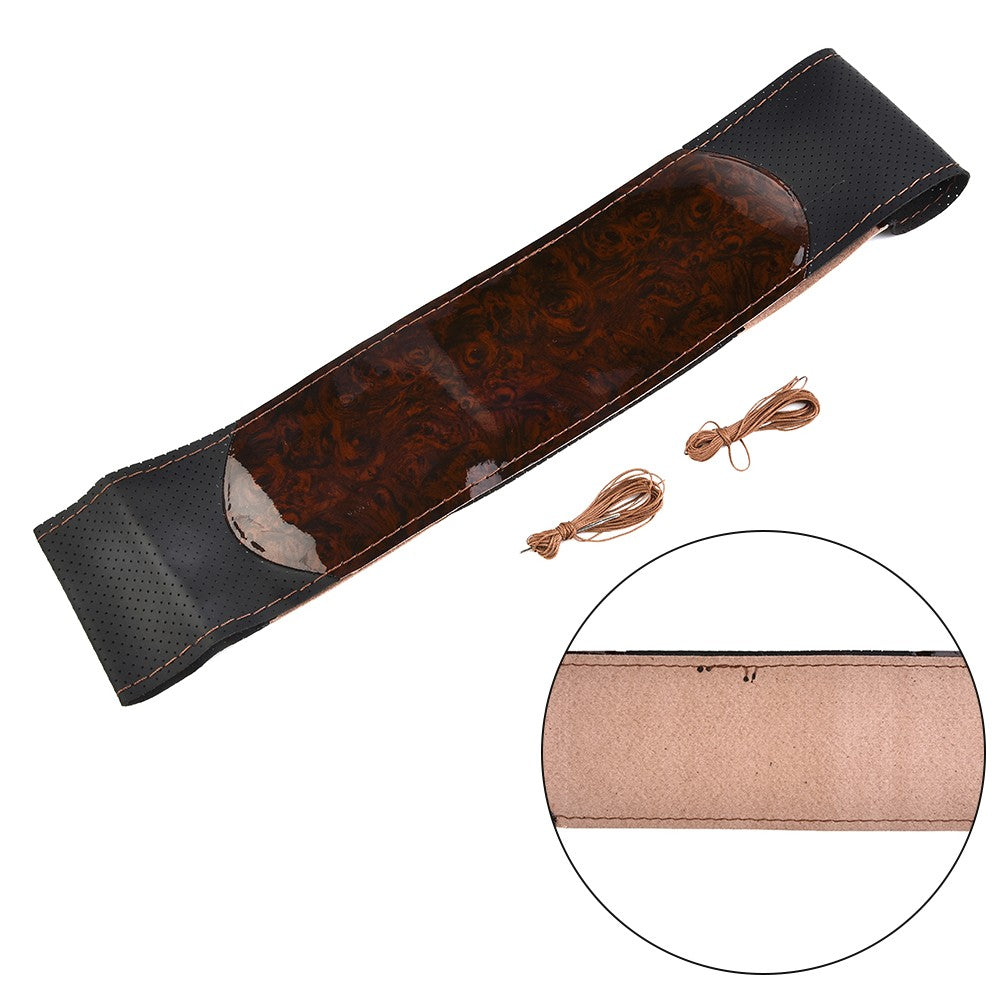 Capa de Volante de Carro em Madeira de Pessegueiro DIY Capa de Volante de Couro Para Carro Caminhão Com Linha e Agulha Conjunto de Ferramentas Acessórios de Carro