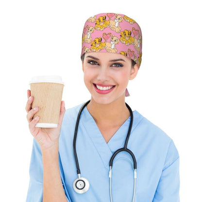 Boné cirúrgico personalizado O Rei Leão, divertido, para homens e mulheres, chapéu de esfoliação, gorro de enfermeira para dentista