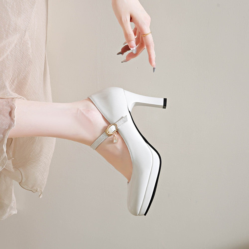 2025 Women's Black High Heels Spring Casual Shoes Women's High Heels Solid Color Wedge Shoes Plus Size High Heels Size 34-42