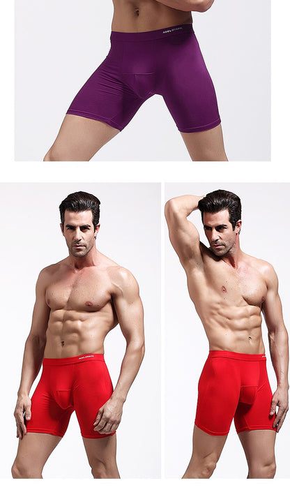 Men's Long Leg Boxer Briefs - Anti-Chafing, Breathable Modal Underwear, Quick-Dry Sports Compression Shorts for Running & Workou