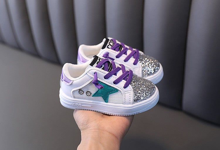 Kids Sneakers 2022 Spring Girls Fashion Glittering and Antiskid Children Chunky Sneakers Baby Shoes Casual Sport Running Sneaker