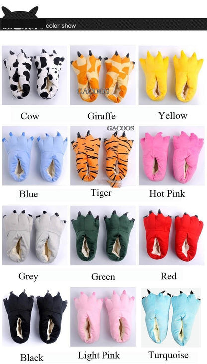 Autumn Winter Children Home Shoes Dinosaur Paw Shoes Cartoon Animal Cotton Baby Boy Girl Stitch Slippers Anime Pajamas Shoes
