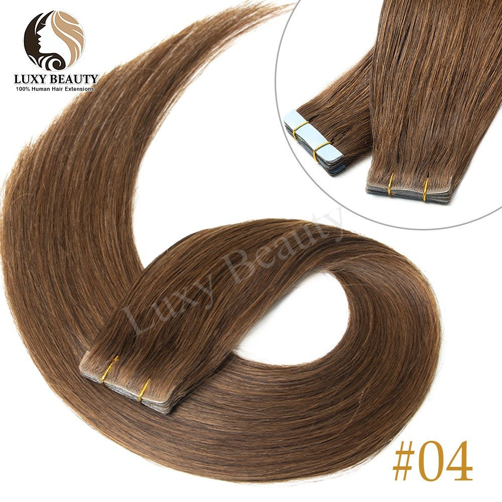 Fita Invisível de Aplique de Cabelo Humano Fita PU Injetada Dupla Face Extensões de Cabelo Preto Loiro Castanho Apliques de Fita 10 Peças