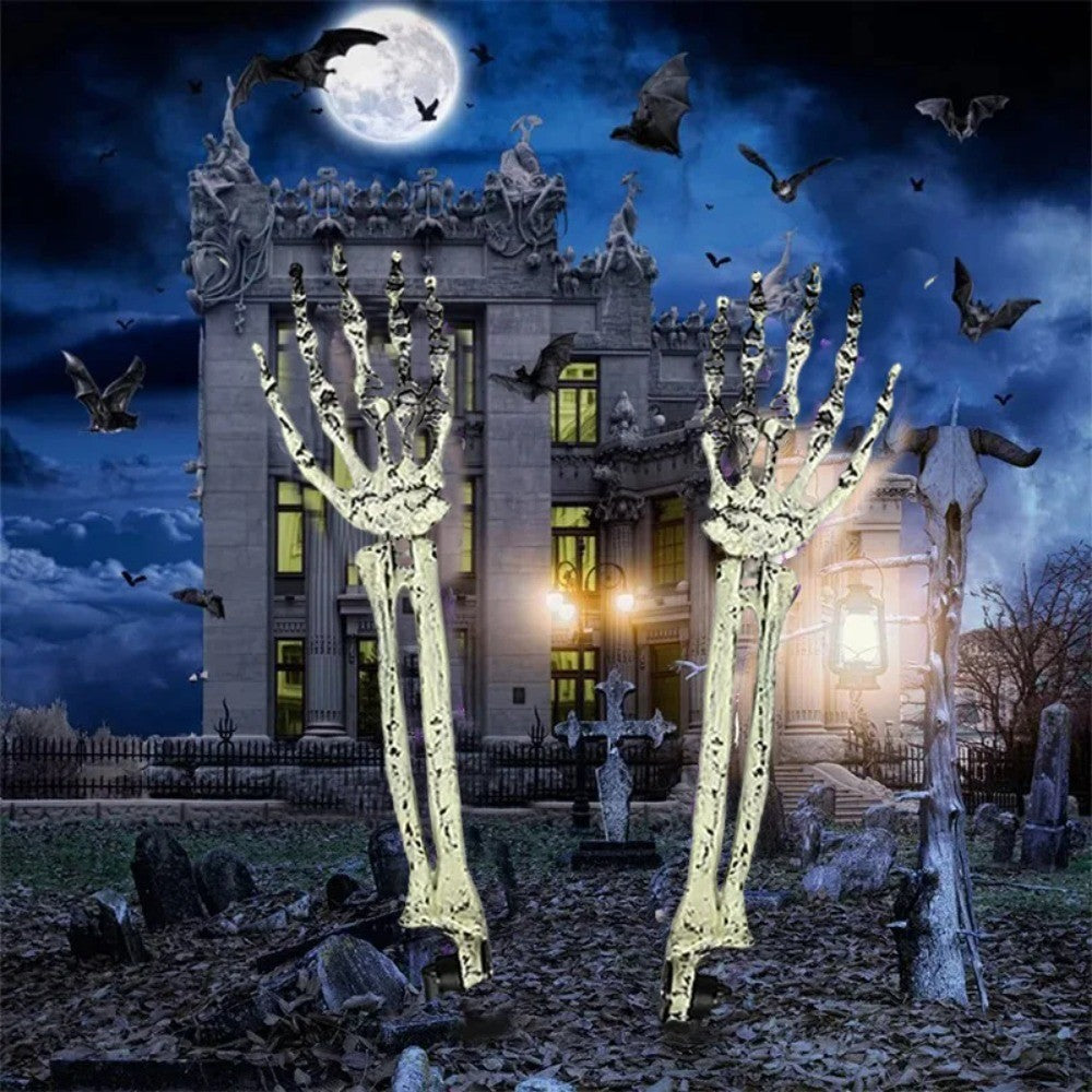 Halloween Skull Skeleton Head Realistic Human Hand Arms for Halloween Party Home Garden Lawn Decor Haunted House Horror Props