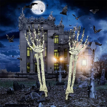 Halloween Skull Skeleton Head Realistic Human Hand Arms for Halloween Party Home Garden Lawn Decor Haunted House Horror Props