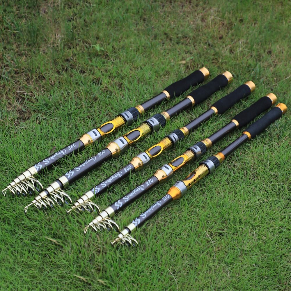 Sougayilang Vara de Pesca de Spinning 2,1m-3,6m Carbono para Truta Carpa Vara de Pesca Telescópica Vara de Pesca com Isca Material de Pesca