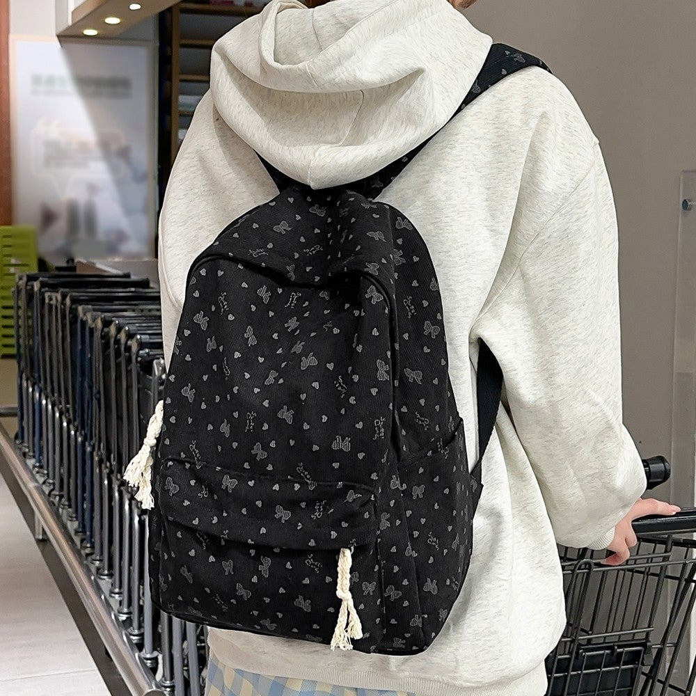 Mochila de Veludo Cotelê Outono Inverno Nova Mochila de Grande Capacidade para Aulas, Deslocamento, Mochila Versátil, Mochila de Viagem ao Ar Livre