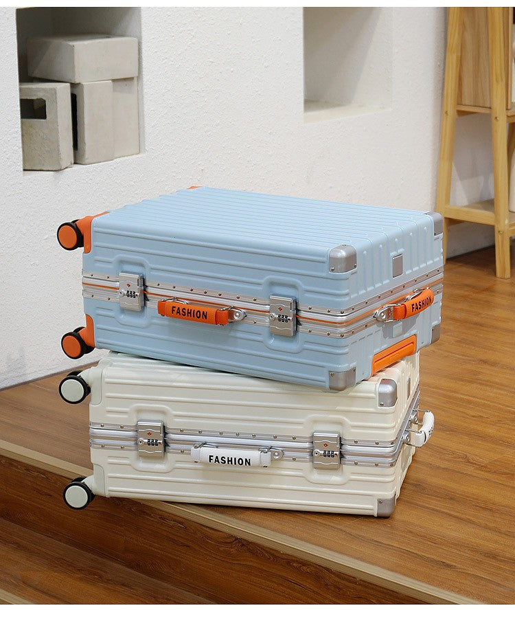 Mala de Bagagem Multifuncional, Maleta com Combinação de Cores e Trava e Rodas Silenciosas, Mala de Viagem com Carregamento USB 20/22/24/26 polegadas