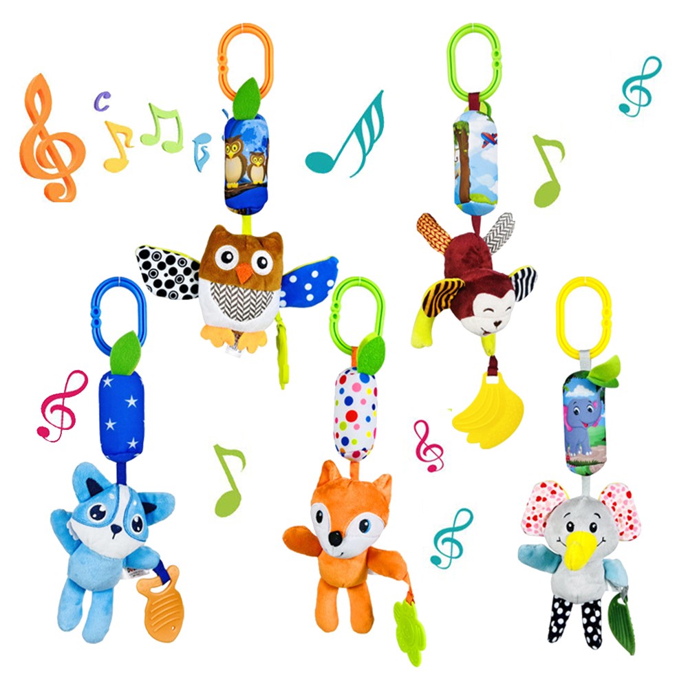 Soft Animal Hanging Handbells Rattles Plush Infant Baby Development Handle Sensory Toys WIth Teether Baby Toy For Newborn Gifts