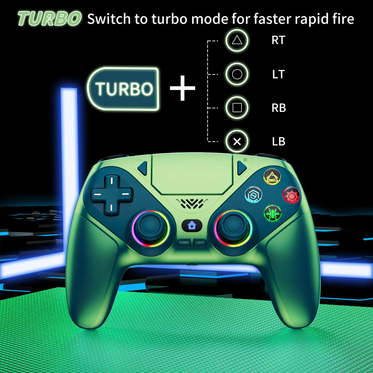 RGB Light Controller For PlayStation 5/PS5 Pro/Slim/PC Wireless Gamepad Marco/Turbo NO Drift Hall Effect Gaming Control Joystick