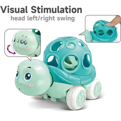 Baby Toy Car Rattle - Press & Go Friction Powered Truck, Soft Rolling Cars for Toddlers 1-3 Perfect Birthday Gift for Girls Boys