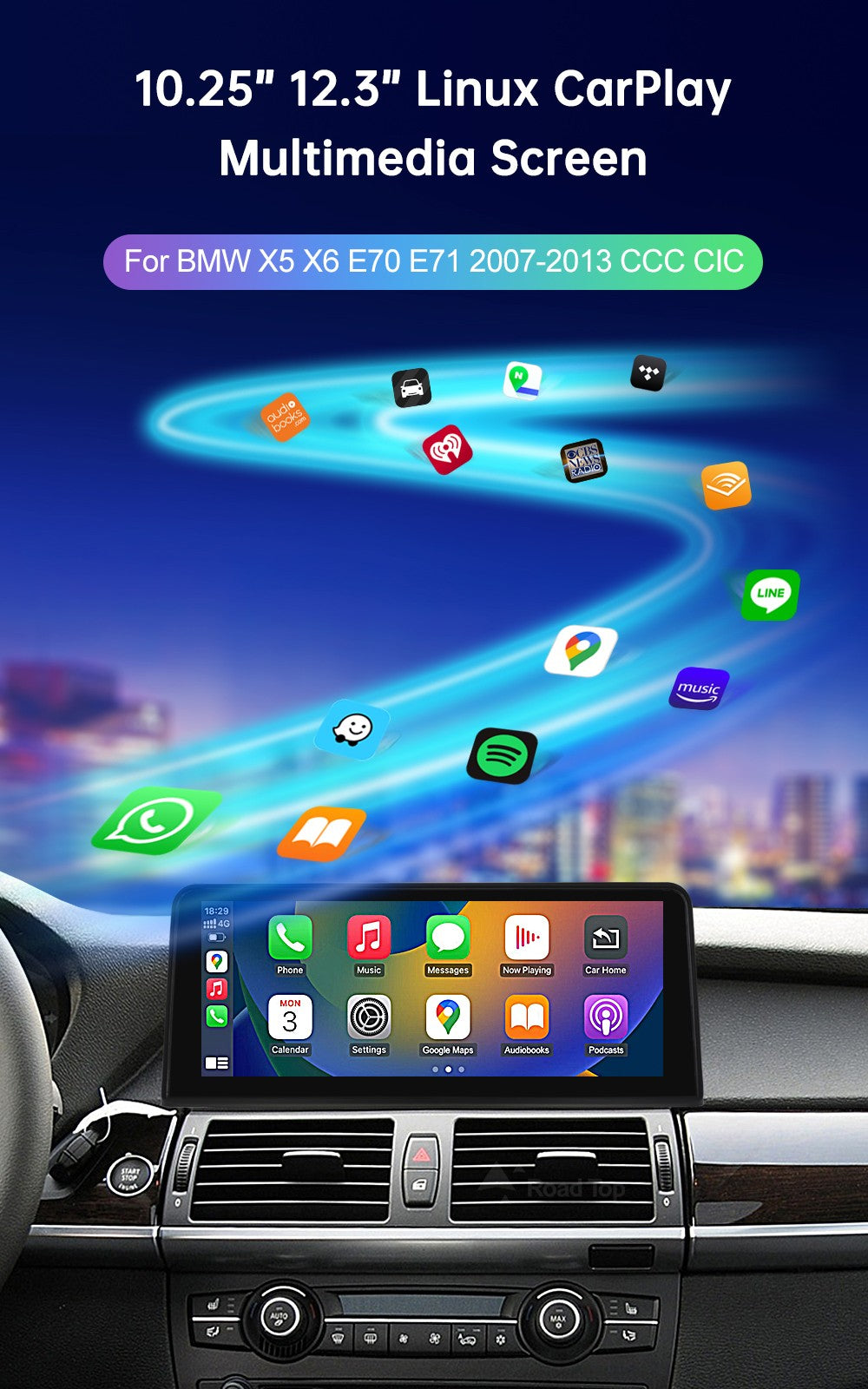 Wireless CarPlay Android Auto Car Multimedia Display For BMW 1 Series  E81 E82 E87 E88 CCC/CIC System Touch Screen Car Radio