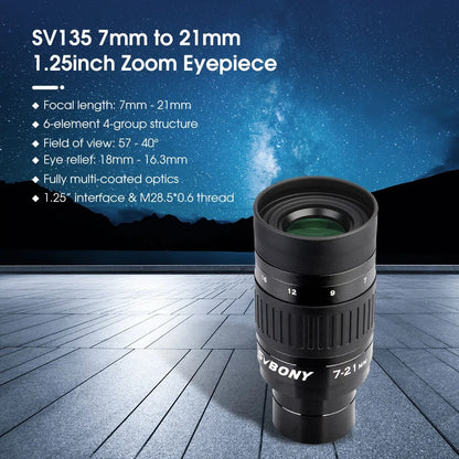 Conjunto de Telescópio Refrator Acromático Svbony SV48P 102mm para Fotografia e Observação Astronômica de Céu Profundo