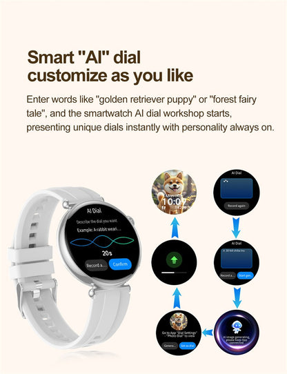 Women Smartwatch 1.32inch AMOLED Screen Call ECG Sport Watch Blood Pressure Micro physical examination AI dial Women Smart Watch