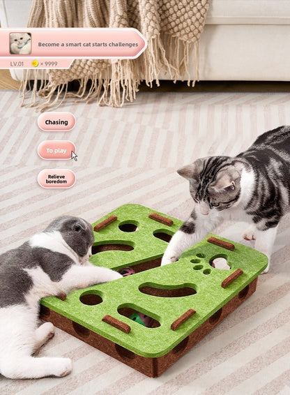 Bolas com sino para gato Cave buraco caixa divertida de feltro com labirinto interativo para gatos Ferramenta autoexcitável para gatinhos quebra-cabeça para provocar o gato
