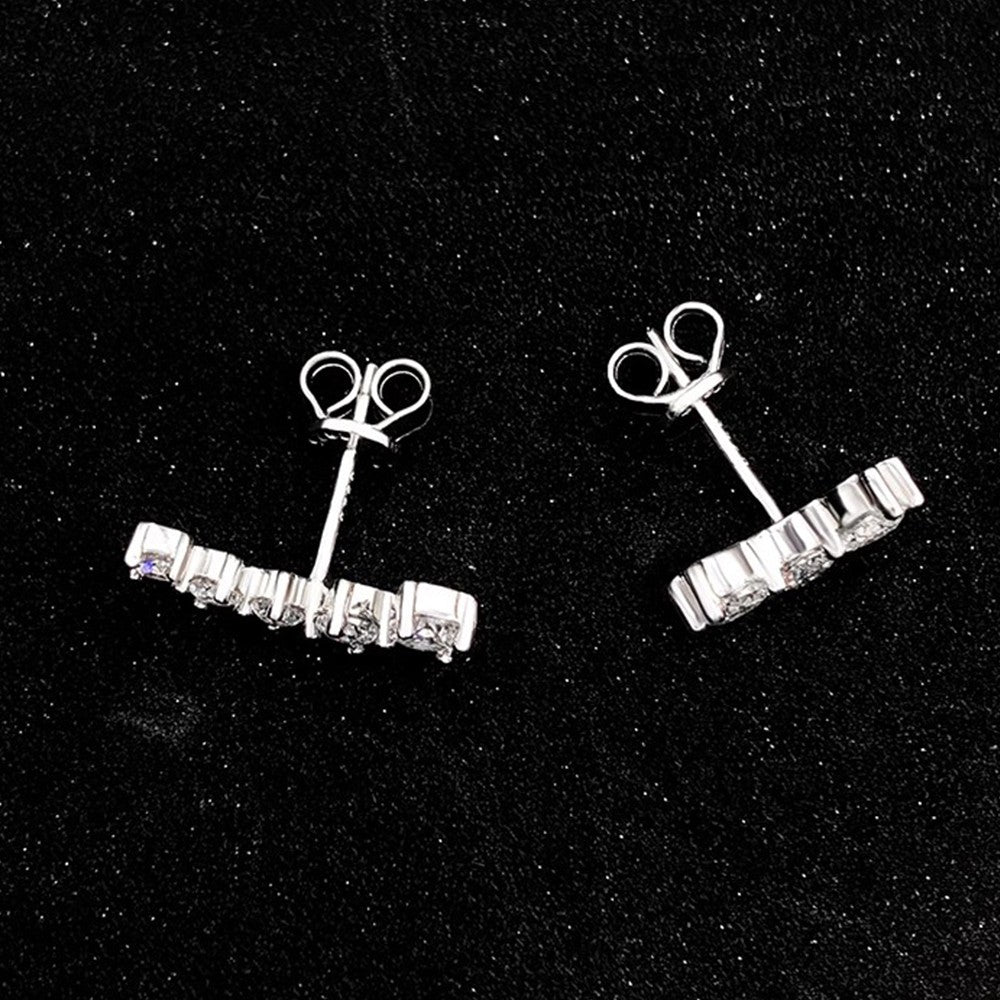 Real D Color Moissanite Diamond Earrings GRA Certified 925 Sterling Silver Sparkling Smile Stud Earrings for Women Jewelry Gift