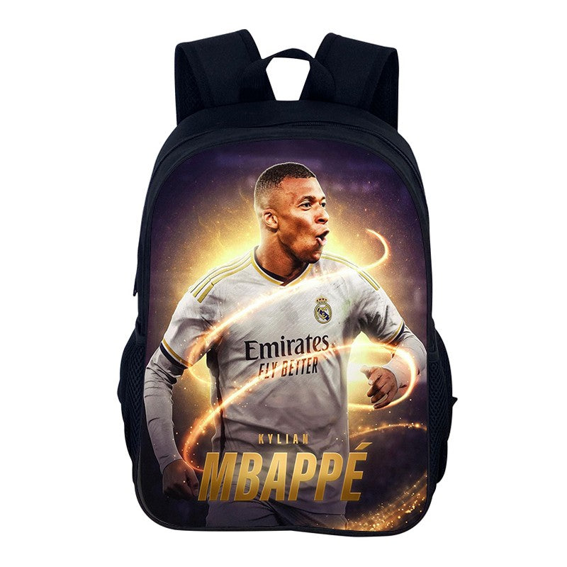 M-Mbappe Conjunto de 3 Peças Bolsa Escolar Mochila Esportiva de Futebol com Bolsas de Ombro Estojo para Canetas Mochila Escolar Jogador Estrela para Melhor Presente