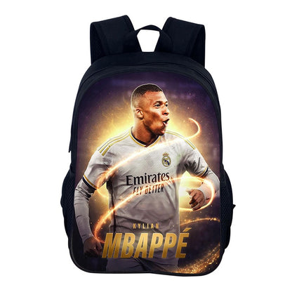 M-Mbappe Conjunto de 3 Peças Bolsa Escolar Mochila Esportiva de Futebol com Bolsas de Ombro Estojo para Canetas Mochila Escolar Jogador Estrela para Melhor Presente