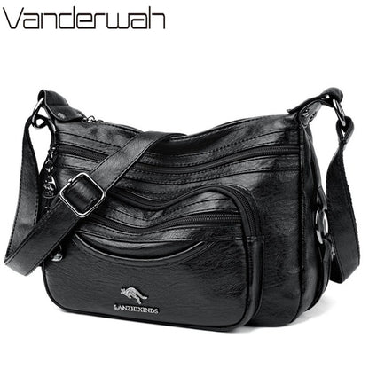 Top Quality Pu Leather Female Crossbody Multiple Pockets Bag Elegant Shoulder Bags for Women Casual Purses and Handbags Sac 2026