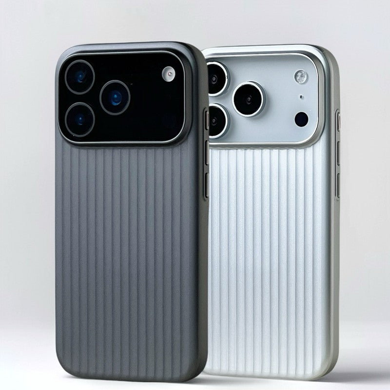 Capinha para Celular Magsafe com Listras 3D Fashion "Plating" para iPhone 17 16 15 14 Pro Max, à Prova de Choque, Carregamento Sem Fio, Capa Fosca