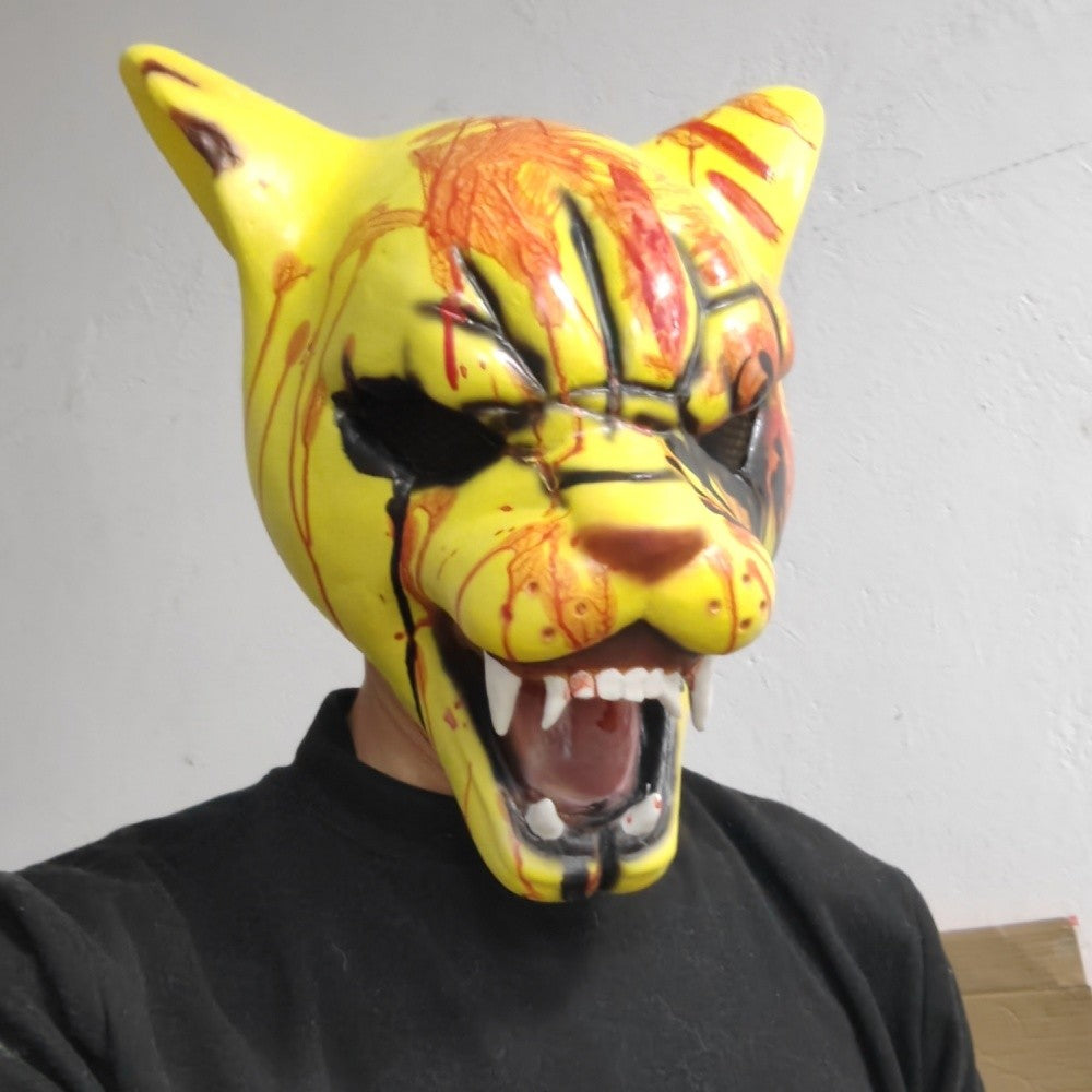 Hotline Miami Tony Tiger Mask Game Cosplay Funny Animal Head Cover Horror Tiger Mask Halloween Party Prop Bloody Tiger Mask