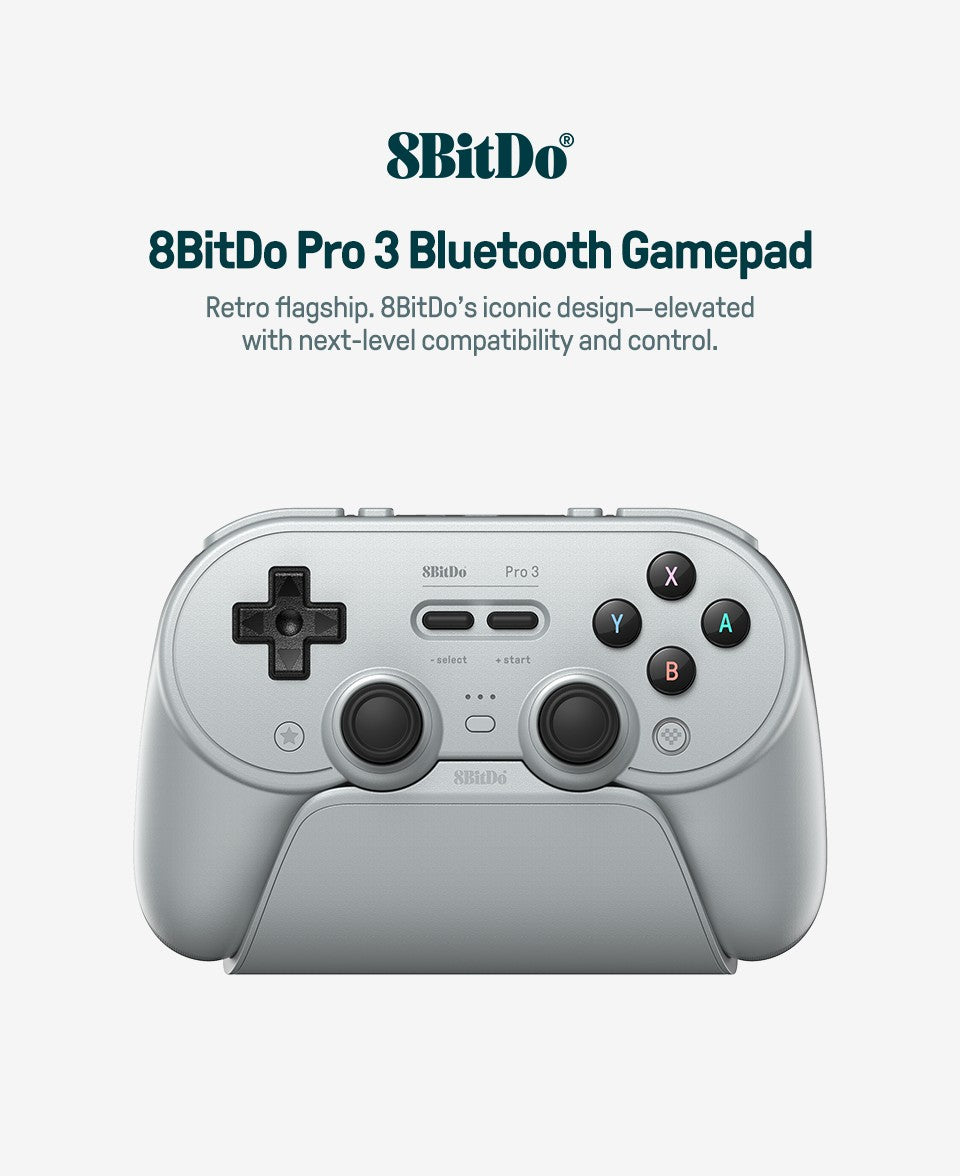8BitDo Pro 3 Bluetooth Controller for Nintendo Switch 1/2 with TMR Joysticks, Charging Dock for Windows, Apple, SteamOS, Android