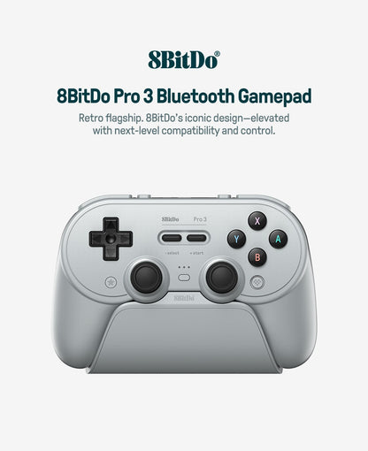 8BitDo Pro 3 Bluetooth Controller for Nintendo Switch 1/2 with TMR Joysticks, Charging Dock for Windows, Apple, SteamOS, Android