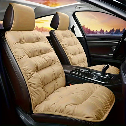 Luxury Plush Car Seat Cushion - 1pc Thick Warm Front Single Seat Cover with Backrest, Universal Fit Easy-Care Comfortable Winter