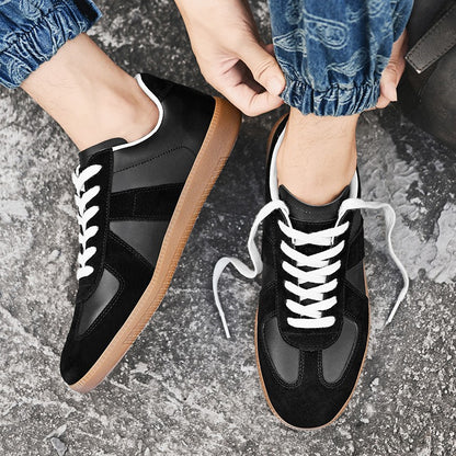Leisure Walk Tenis Masculino Trainers Fashion Leather Men's Casual Shoes Lace Up  Simple Vulcanize Shoes Outdoor Male Sneakers